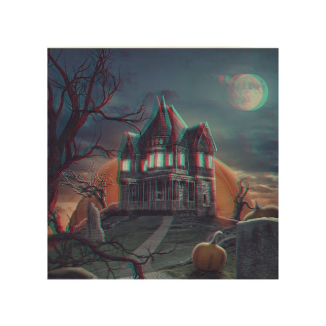 Halloween Haunted House Wood Wall Art (Front)