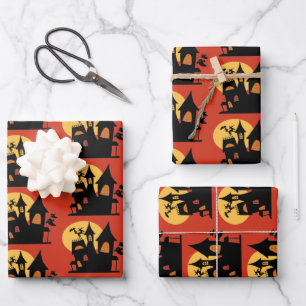 Halloween Haunted House Wrapping Paper Sheets
