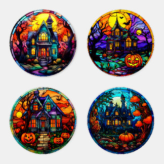 Halloween Haunted Houses Coaster Set