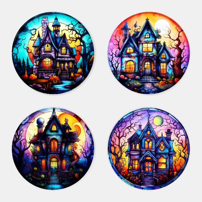 Halloween Haunted Houses Coaster Set (Set)