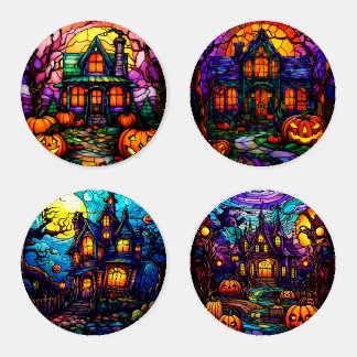 Halloween Haunted Houses Coaster Set