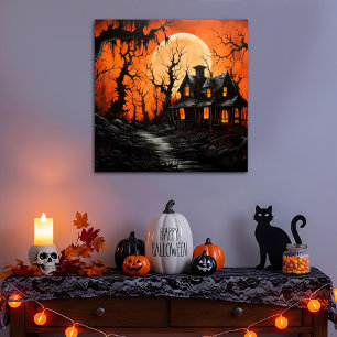 Halloween Haunted Manor at Amber Dusk Acrylic Print