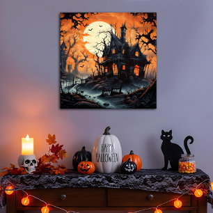 Halloween Haunted Manor at Amber Dusk Acrylic Print
