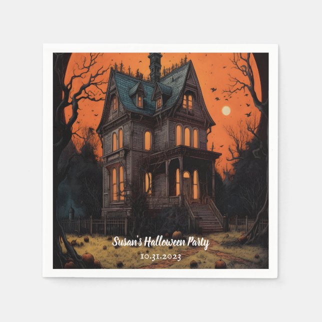 Halloween Haunted Mansion Adult Costume Party Napkins (Front)