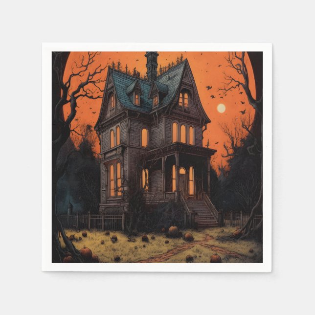 Halloween Haunted Mansion Adult Costume Party Napkins (Front)