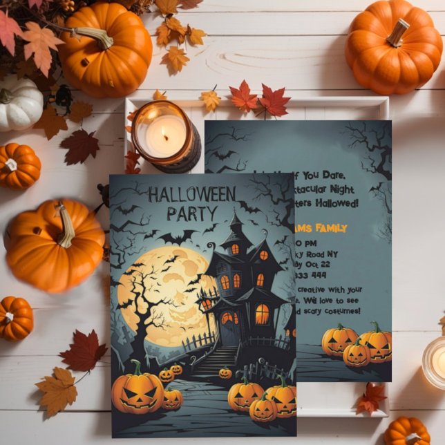 Halloween Haunted Mansion Invitation (Spooky halloween mansion haunted House halloween party invitation. )