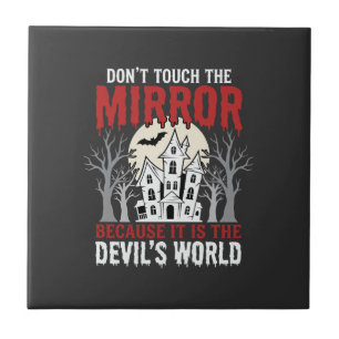 Halloween Haunted Mirror Devils World Graphic Ceramic Tile