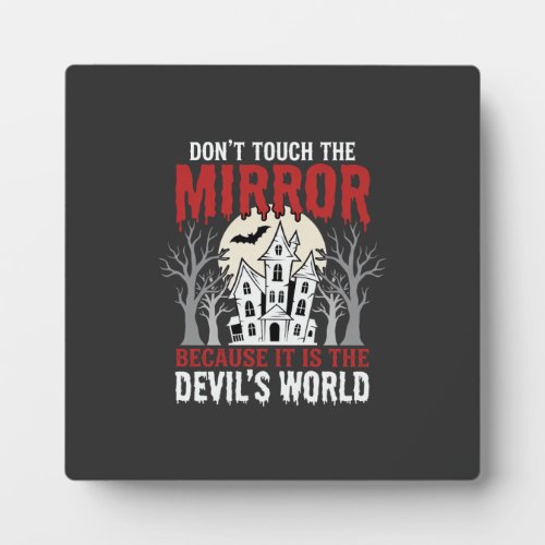 Halloween Haunted Mirror Devils World Graphic Plaque