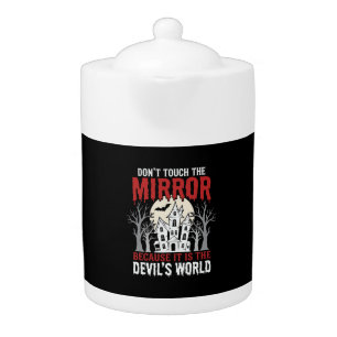 Halloween Haunted Mirror Devils World Graphic Teapot