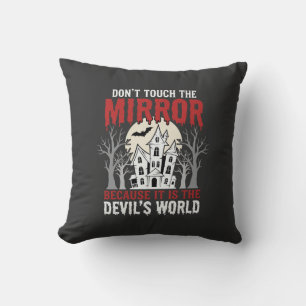 Halloween Haunted Mirror Devils World Graphic Throw Pillow