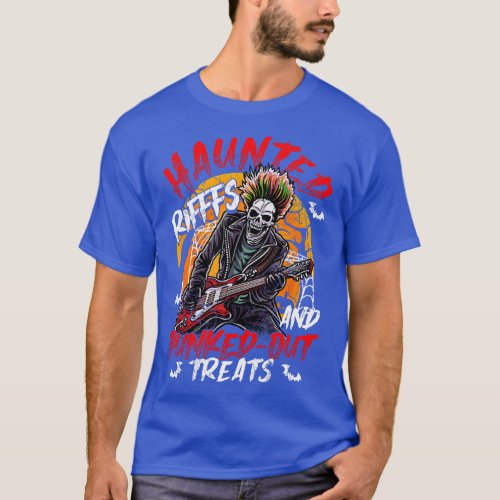 Halloween Haunted Riffs And Punked Out Treats T_Shirt