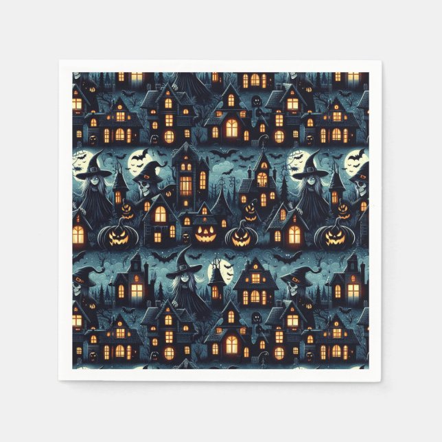 Halloween Haunted Scene Napkins (Front)