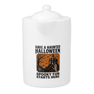 Halloween Haunted Shirt Spooky Vintage Party Desig Teapot