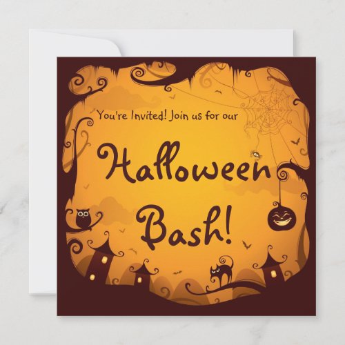 Halloween Haunted Town and Woods Invitation