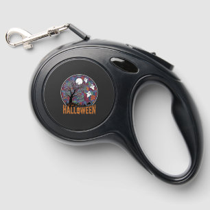 Halloween Haunted Tree Ghosts and Black Cat Retractable Pet Leash