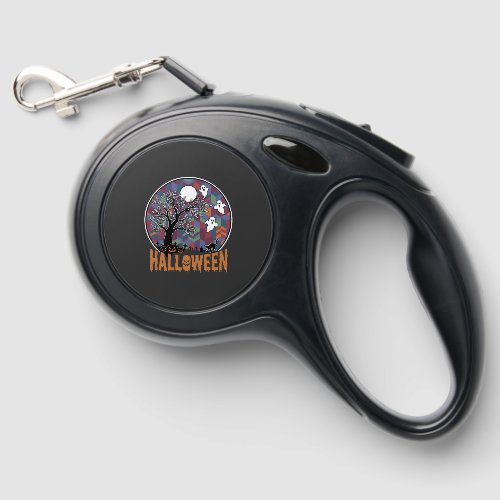 Halloween Haunted Tree Ghosts and Black Cat Retractable Pet Leash