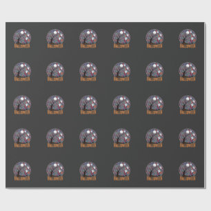 Halloween Haunted Tree Ghosts and Black Cat Wrapping Paper