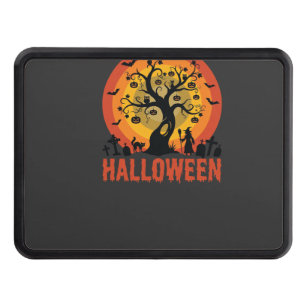 Halloween Haunted Tree Witch and Black Cats Hitch Cover