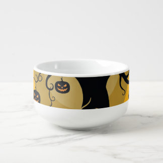 Halloween Haunted Tree Witch and Black Cats Soup Mug