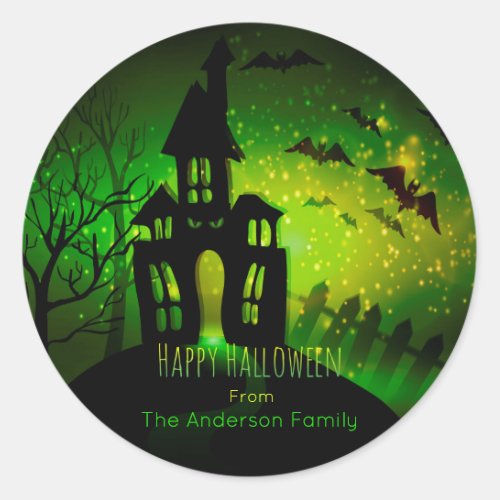 Halloween _ Haunting Scene _ Green Eyes Classic Round Sticker