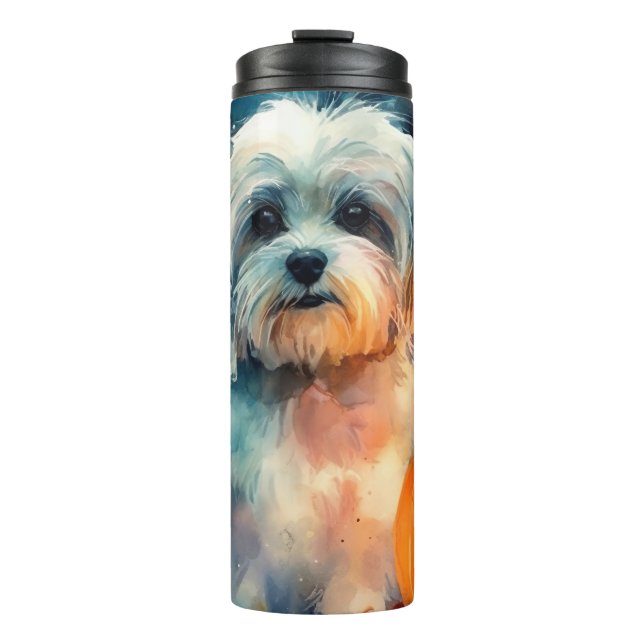 Halloween Havanese With Pumpkins Scary Thermal Tumbler (Front)