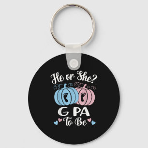 Halloween He Or She G Pa To Be Pumpkin Gender Reve Keychain