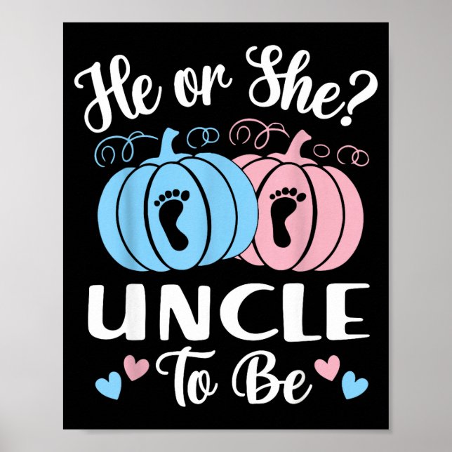 Halloween He Or She Uncle To Be Pumpkin Gender Rev Poster (Front)