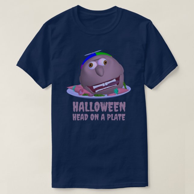Halloween Head on a Plate with text Johnny T-shirt (Design Front)