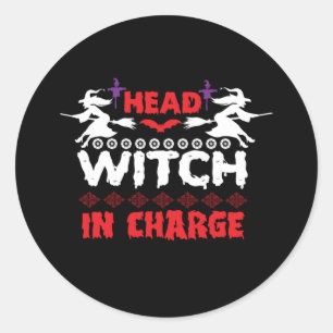 Halloween Head Witch In Charge Birthday Classic Round Sticker