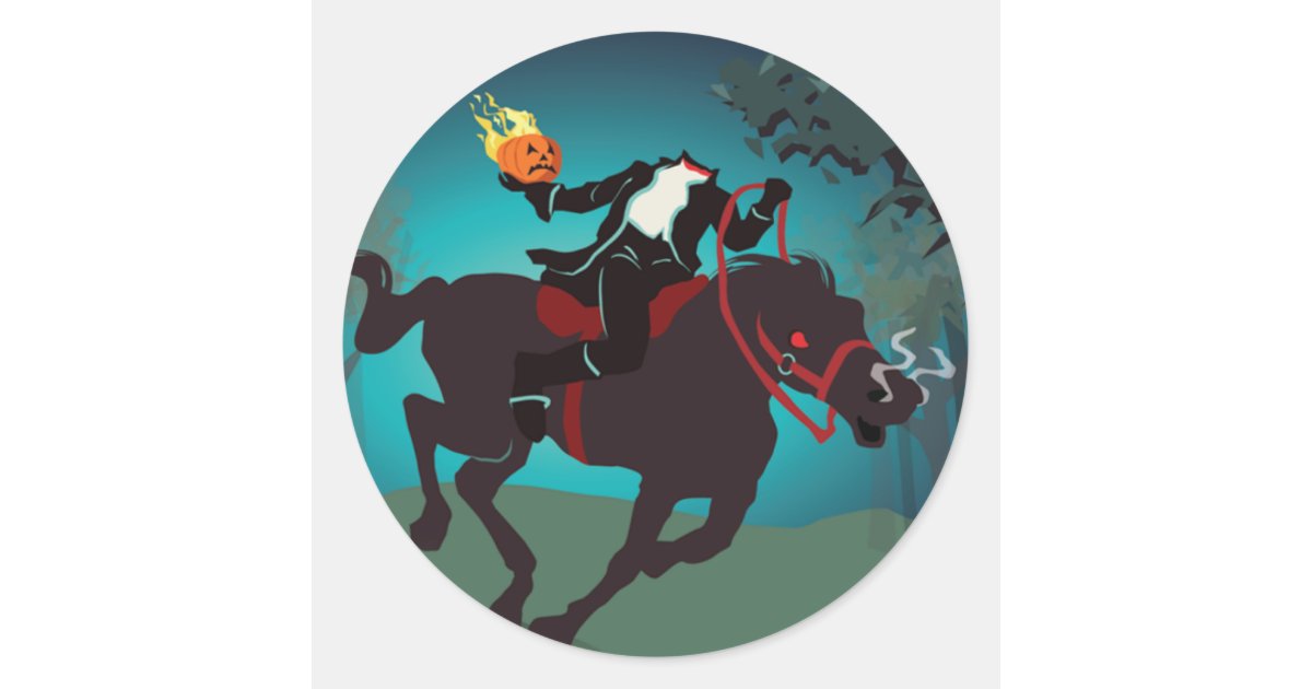 Halloween Headless Horseman Classic Round Sticker | Zazzle