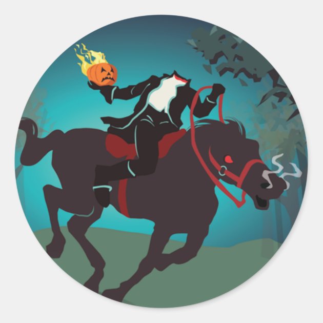 Halloween Headless Horseman Classic Round Sticker