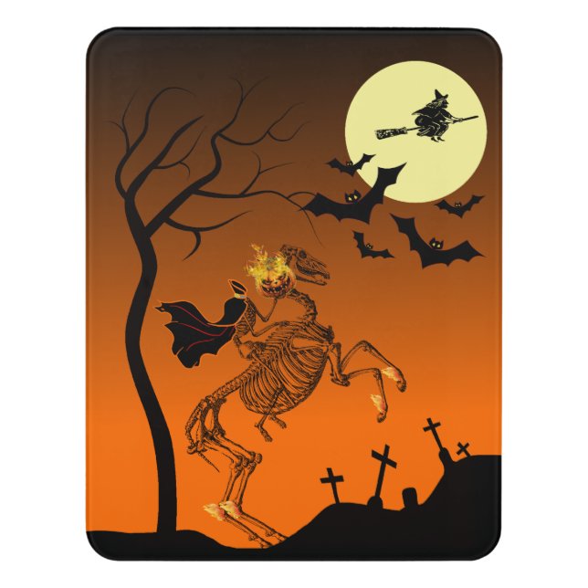 Halloween Headless Horseman Door Sign (Contemporary Vert)