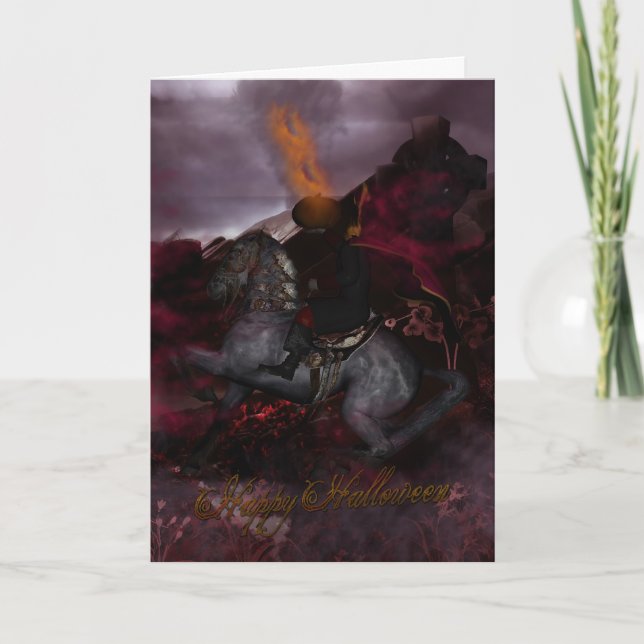 Halloween Headless Horseman Fantasy Art Card (Front)
