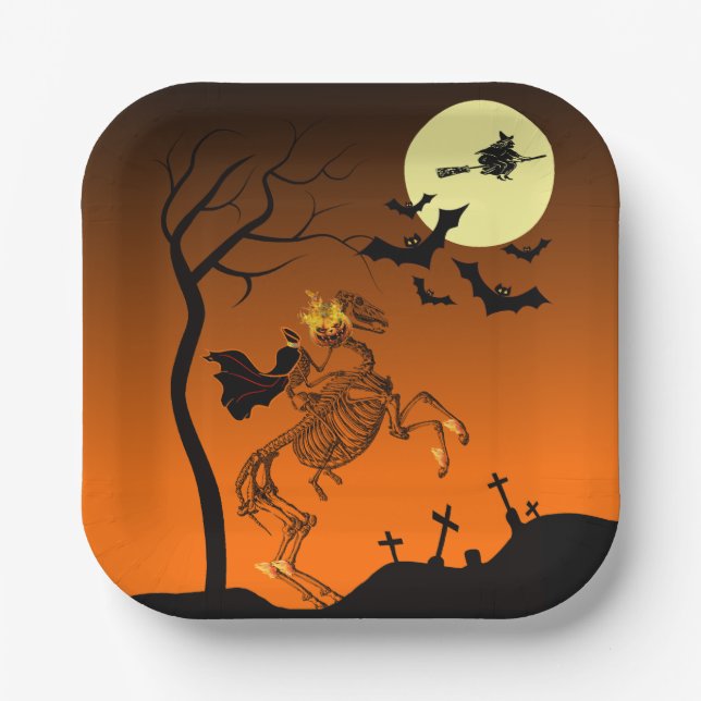Halloween Headless Horseman Paper Plates (Front)