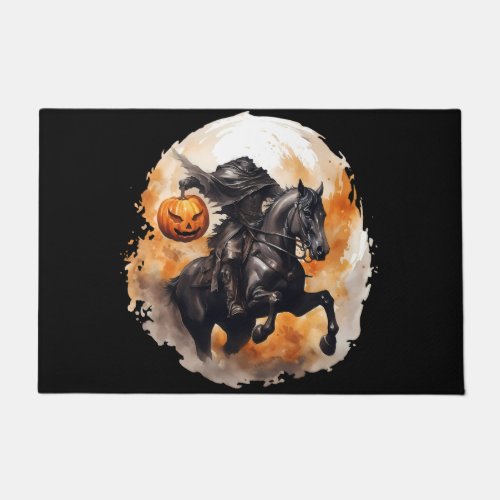 Halloween Headless Horseman With Pumpkin Head Doormat