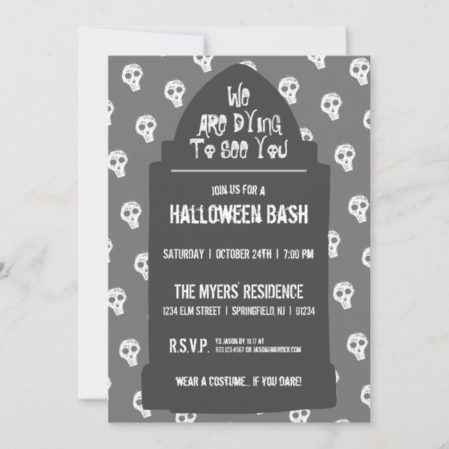 Halloween Headstone Dying to see you Invitation (Front)