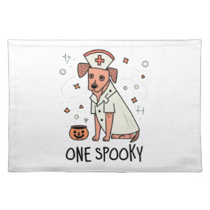 Halloween Healer Pup One Spooky Nurse Dog Cloth Placemat