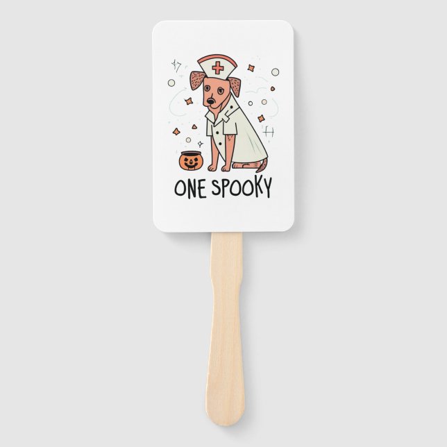 Halloween Healer Pup One Spooky Nurse Dog  Hand Fan (Front)