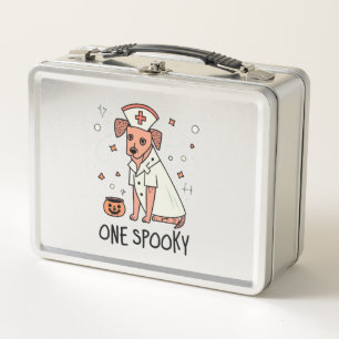 Halloween Healer Pup One Spooky Nurse Dog  Metal Lunch Box