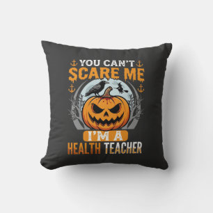 Halloween Health Teacher Scary Pumpkin Crow Throw Pillow