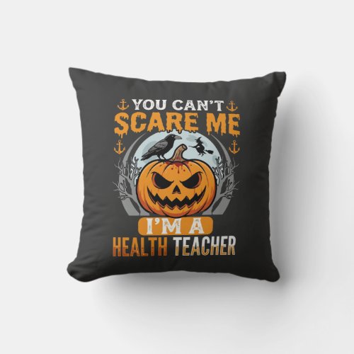 Halloween Health Teacher Scary Pumpkin Crow Throw Pillow