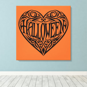 Halloween Heart, Black Heart, Holiday Canvas Print