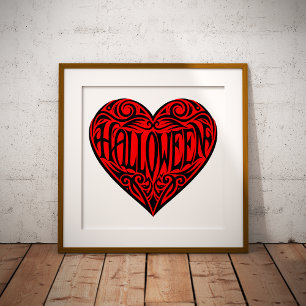 Halloween Heart, Black Heart, Holiday Foil Prints