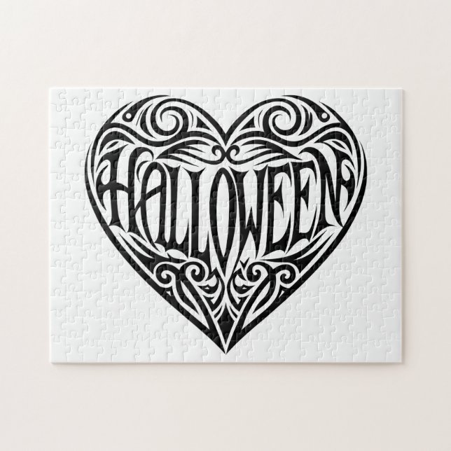 Halloween Heart, Black Heart, Holiday Jigsaw Puzzle (Horizontal)