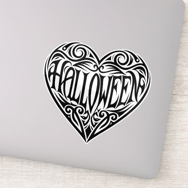 Halloween Heart, Black Heart, Holiday Sticker (Detail)