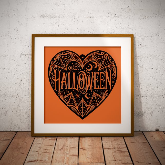 Halloween Heart, Black Heart Shape, Holiday Foil Prints (Creator Uploaded)
