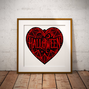 Halloween Heart, Black Heart Shape, Holiday Foil Prints