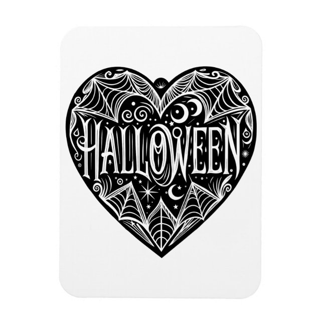 Halloween Heart, Black Heart Shape, Holiday Magnet (Vertical)
