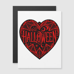 Halloween Heart, Black Heart Shape, Holiday Magnetic Invitation