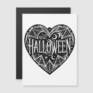 Halloween Heart, Black Heart Shape, Holiday Magnetic Invitation
